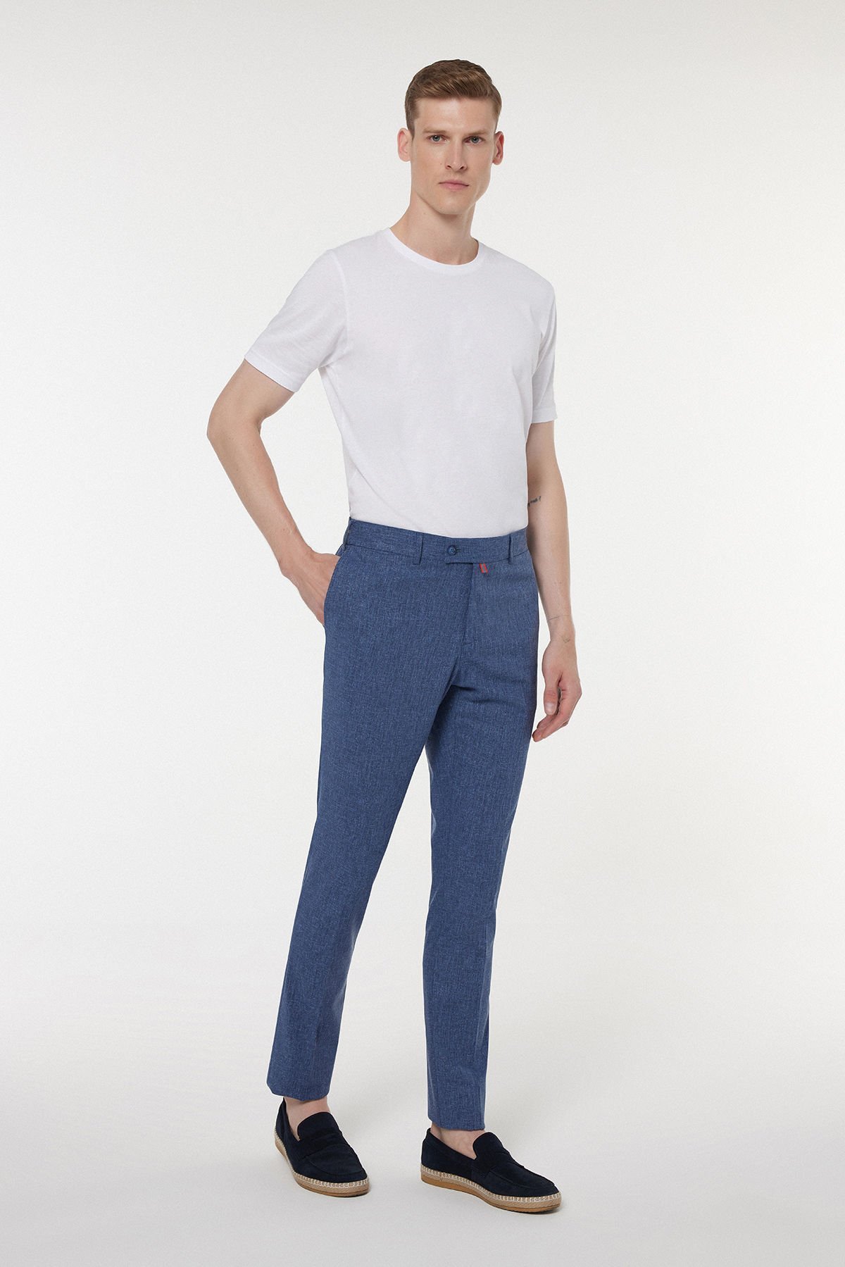 Light Blue Fabric Trousers 2853-3