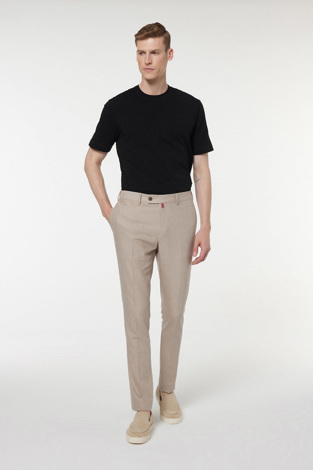 Beige Fabric Trousers 2852-1