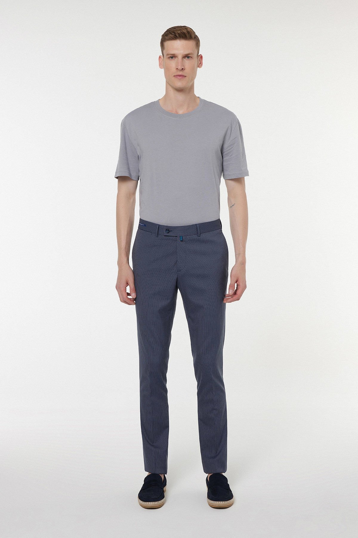 Striped Navy Fabric Trousers 2747-2