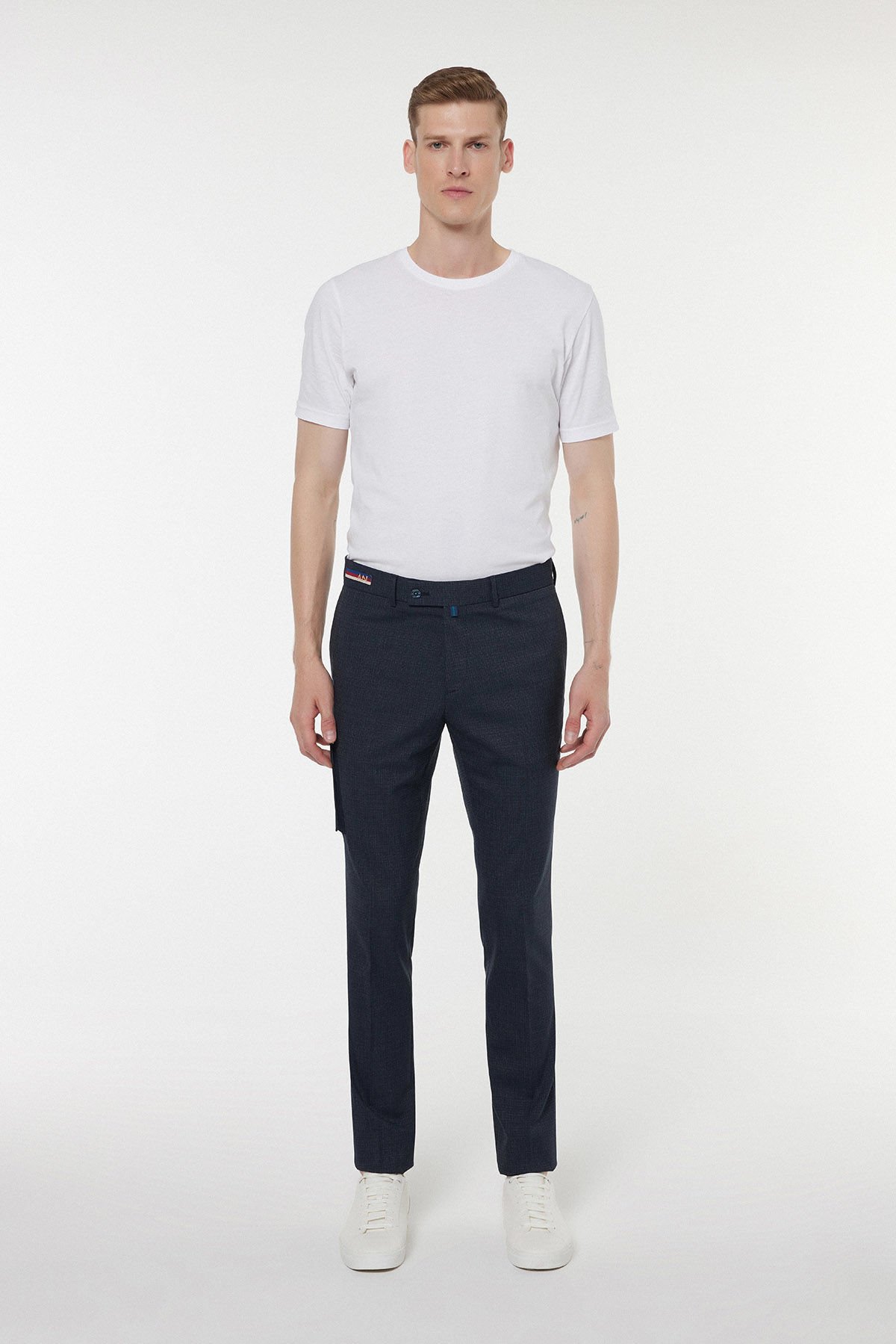 Navy Blue Fabric Trousers 2724-1