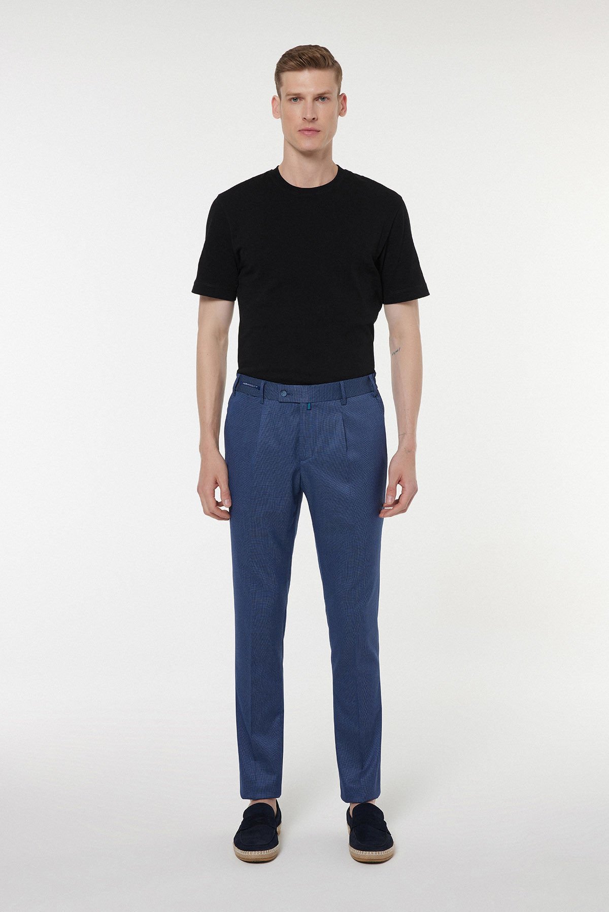 Navy Blue Fabric Trousers 2656-1
