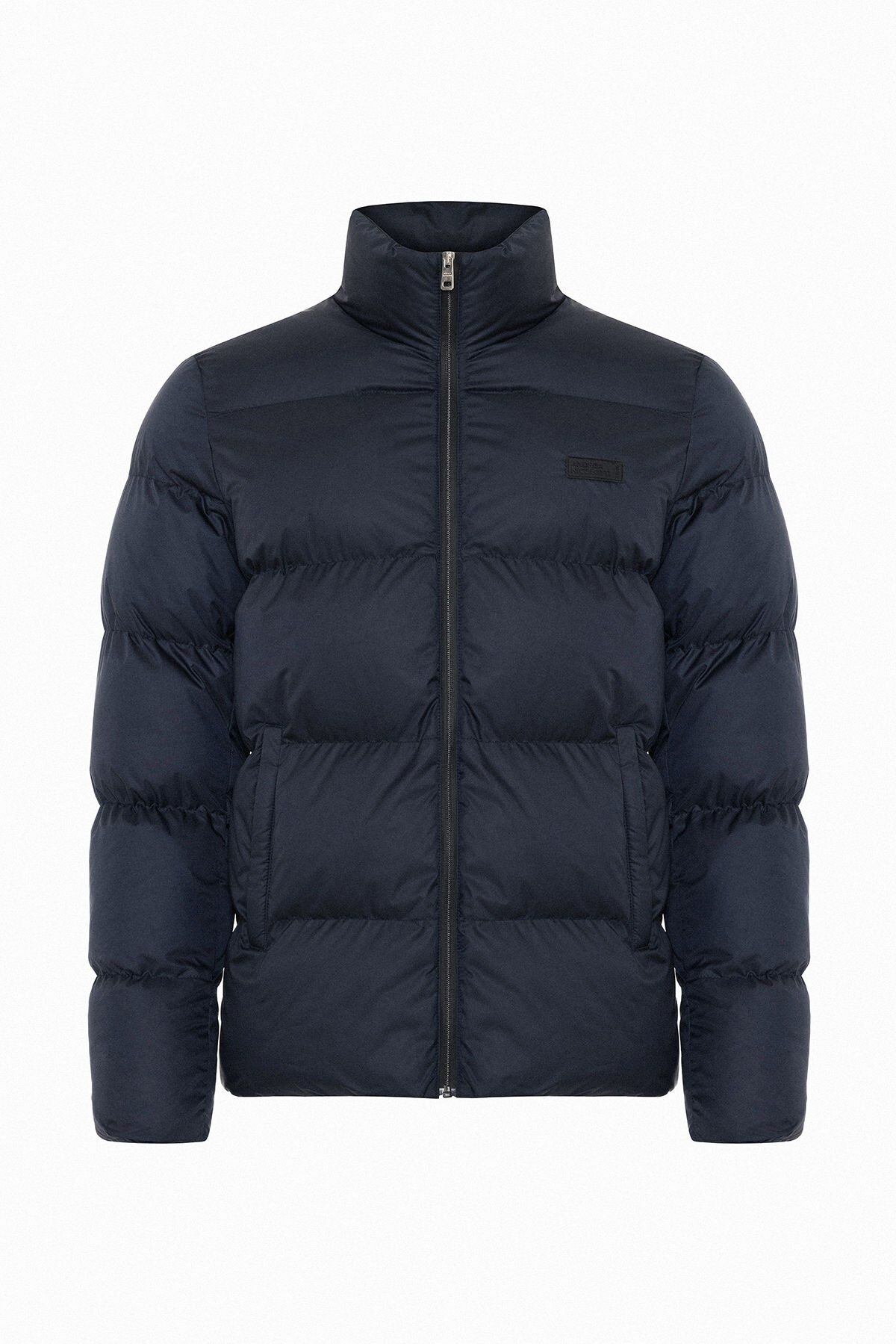 Lacivert Dik Yaka Regular Fit Erkek Şişme Mont