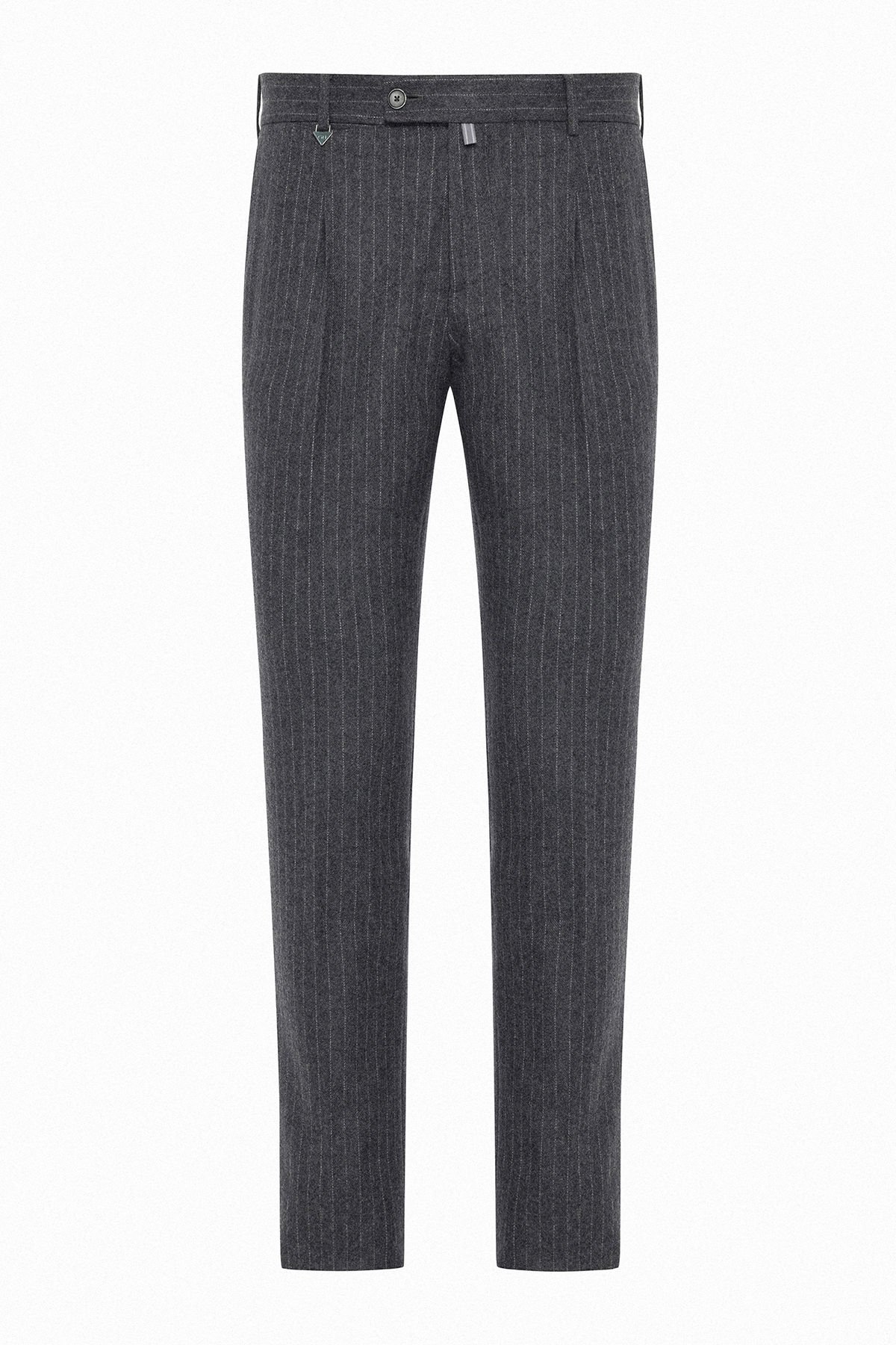 Gray Striped Wool Pants 886-2