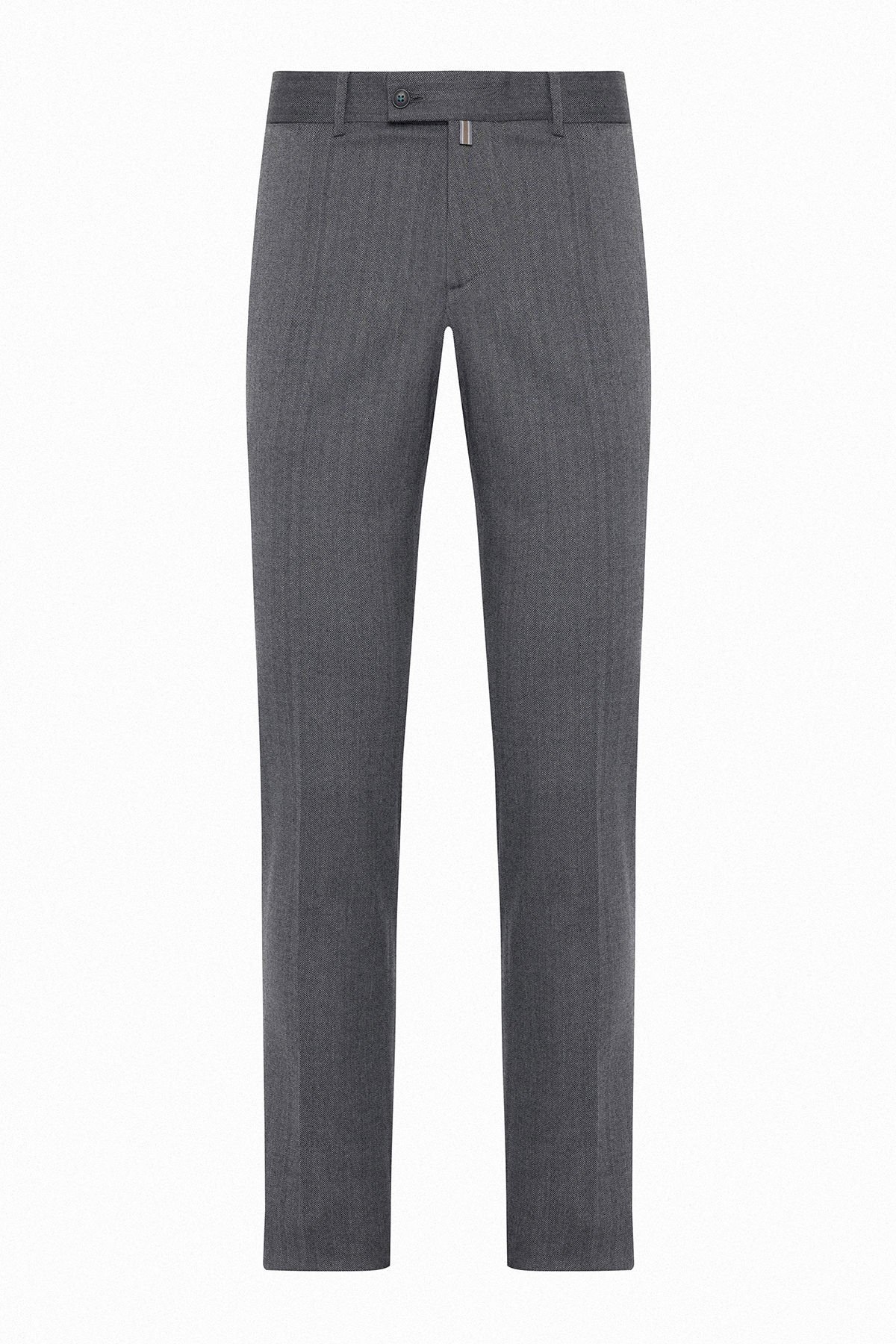 Açık Gri Balıksırtı Regular Fit Esnek Erkek Pantolon