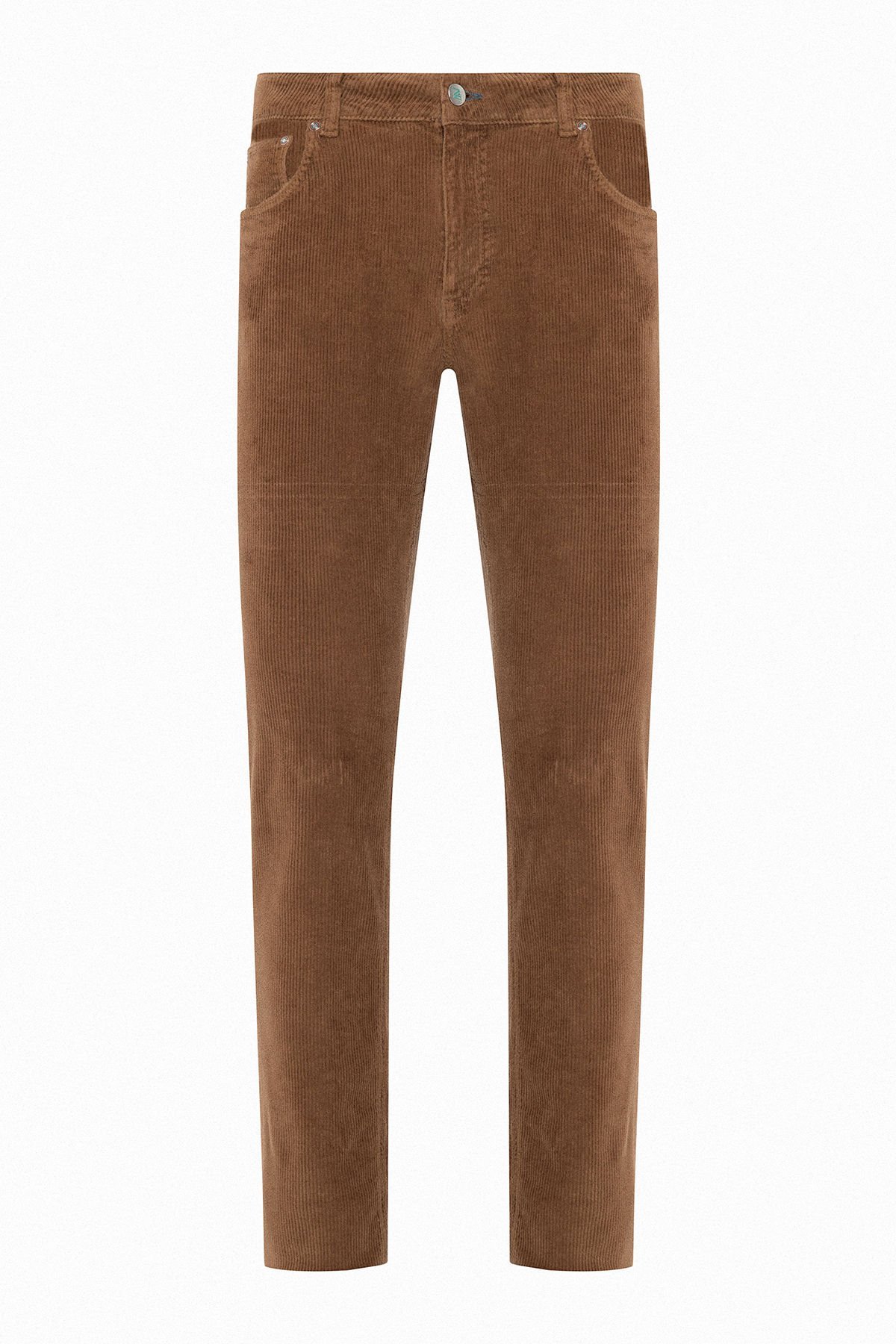 Taba Fitilli Kadife Pantolon Esnek Pamuklu Regular Fit