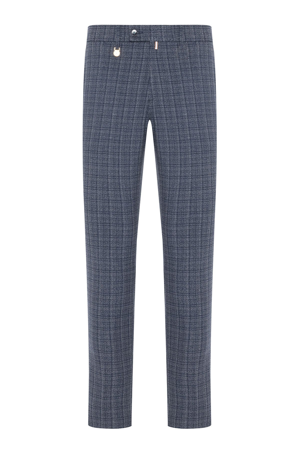 Andrea Nicolotti Gri Lacivert Ekoseli Pantolon 690-1