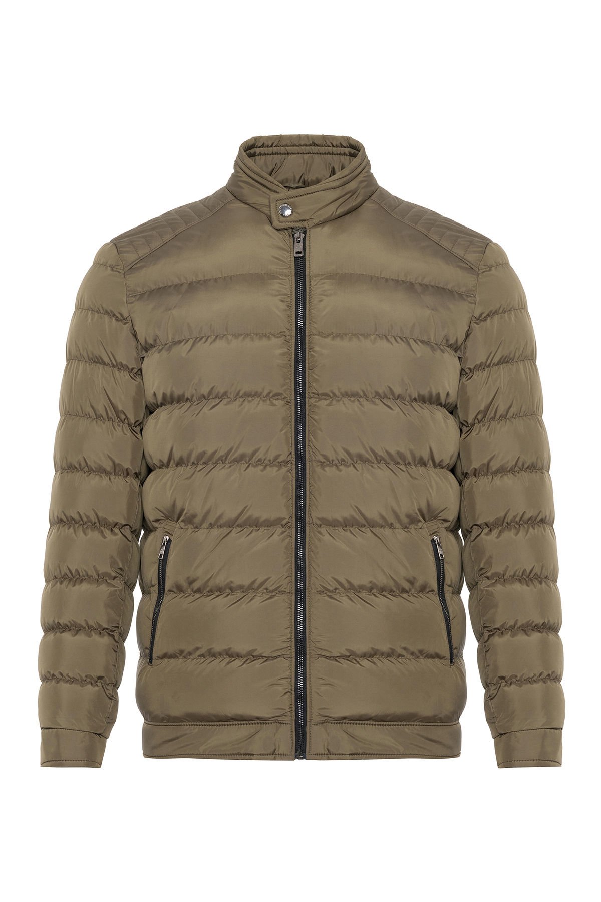 Erkek Haki Dik Yaka Regular Fit Erkek Şişme Mont