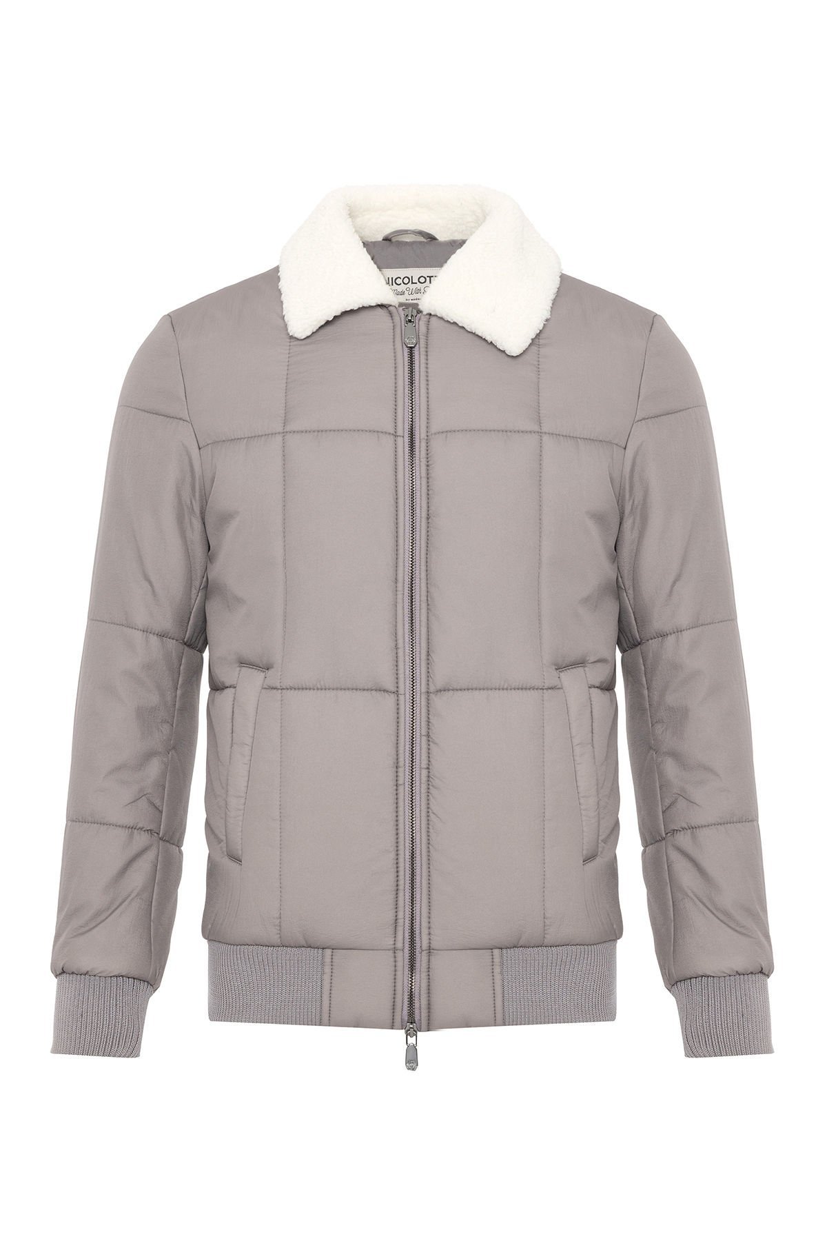 Andrea Nicolotti Gri Kürk Yaka Mont M28-1