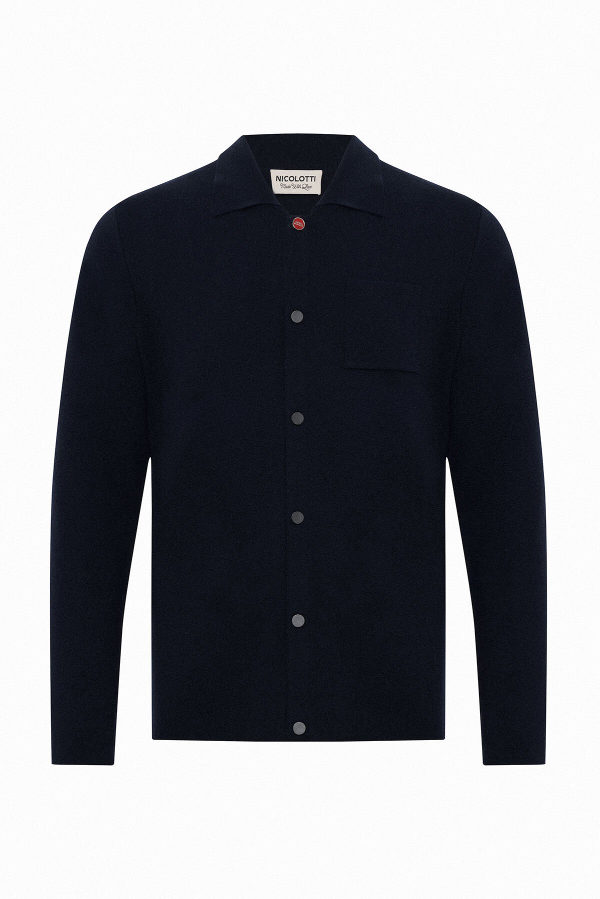 Erkek Lacivert Klasik Yaka Düğmeli Örme Hırka