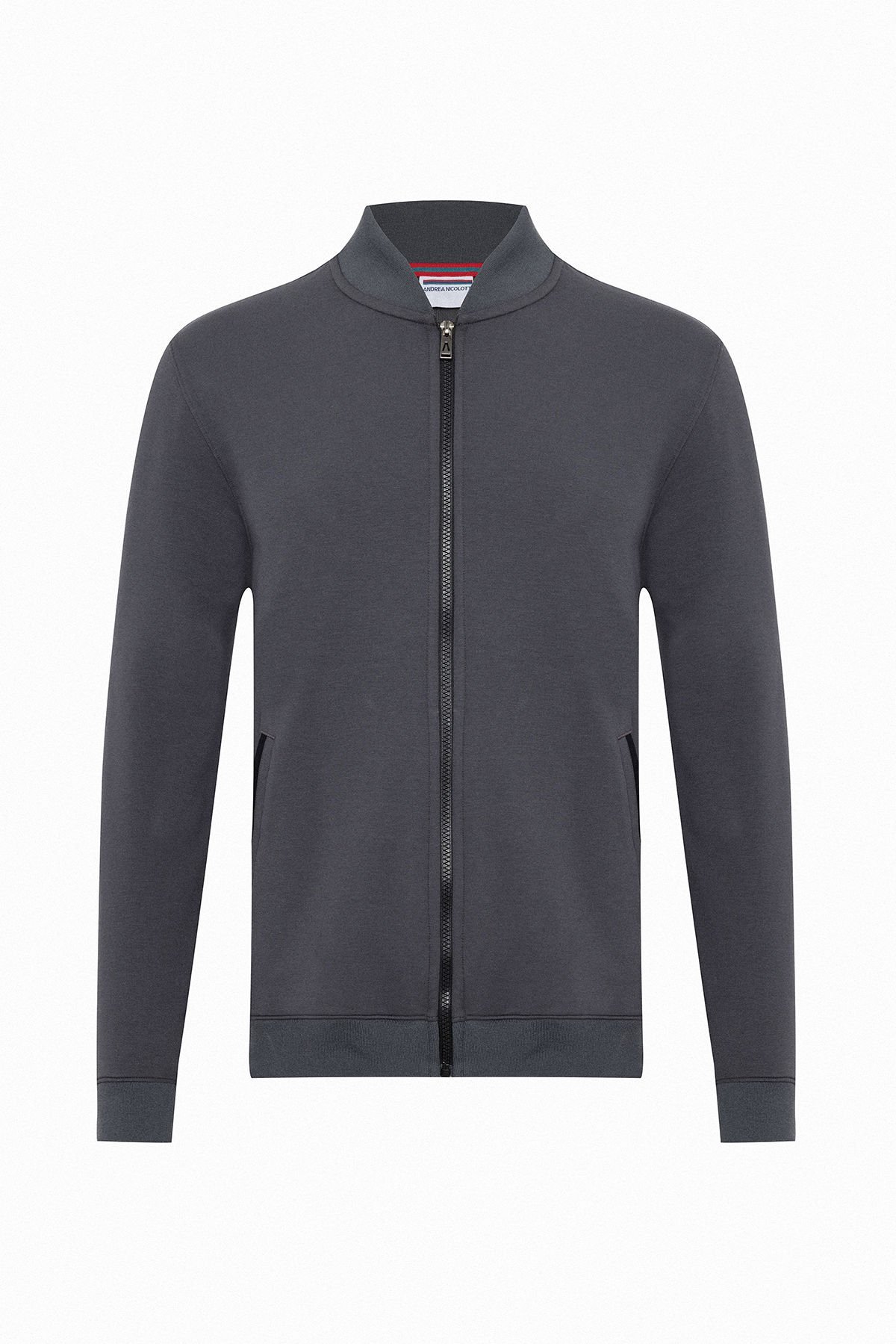 Erkek Regular Fit Fermuarlı Füme Eşofman Takımı