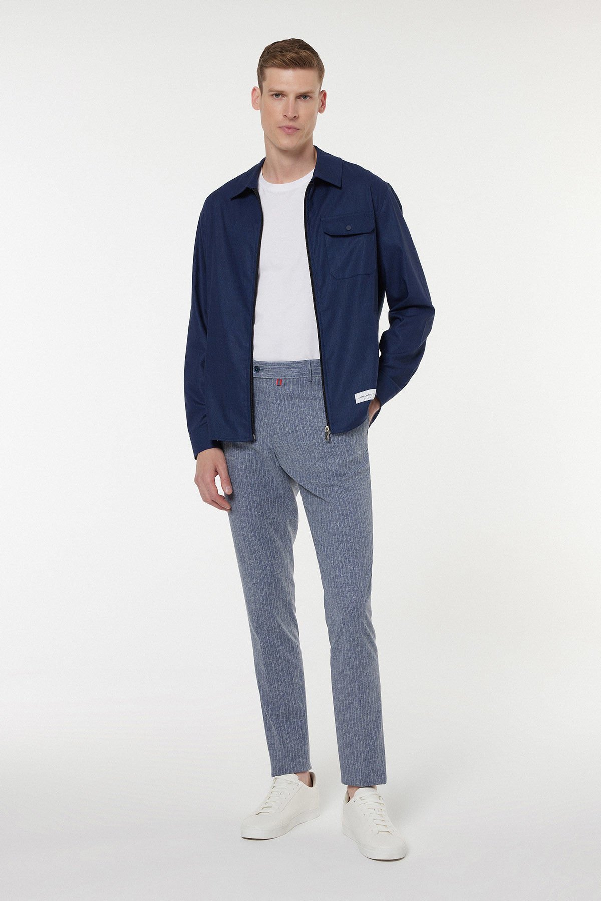 Navy Blue Zippered Shirt M12-6A