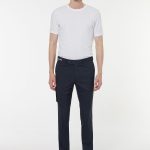 Erkek Lacivert Desenli Regular Fit Kargo Detaylı Esnek Pantolon