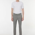 Erkek Bej Rengi Yün Karışımlı Kumaş Pantolon