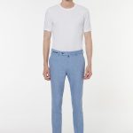 Mavi Rengi Regular Fit Viskon Karışımlı Kumaş Pantolon