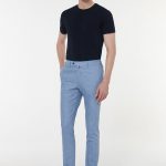 Mavi Renk Regular Fit Viskon Karışımlı Kumaş Pantolon