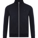 Erkek Siyah Mor Şeritli Regular Fit Pamuklu Fermuarlı Eşofman Takımı