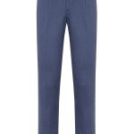 Erkek Lacivert Tek Pile Çizgili Yün Karışımlı Pantolon