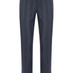 Erkek Lacivert Beli Lastikli Bağcıklı Yün Karışımlı Pantolon