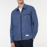 Erkek Regular Fit Keten Karışımlı Fermuarlı Gömlek Ceket