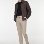 Kahverengi Keten Karışımlı Regular Fit Fermuarlı Erkek Ceket Gömlek