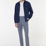 Lacivert Keten Karışımlı Regular Fit Fermuarlı Erkek Ceket Gömlek