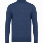 Erkek Mavi Yün Karışımlı Yarım Balıkçı Yaka Triko