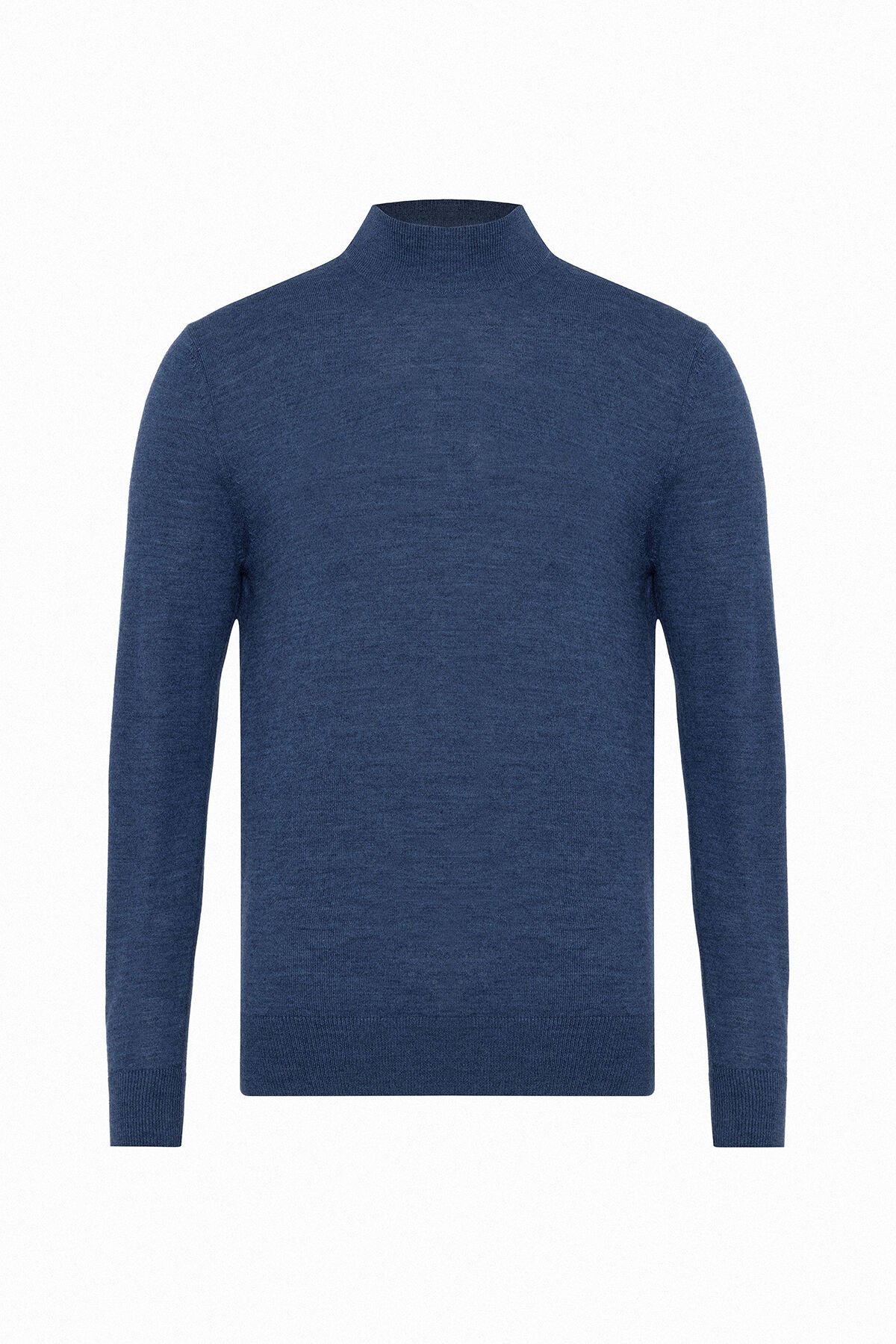 modan-dekupe-0365 Erkek Mavi Yün Karışımlı Yarım Balıkçı Yaka Triko - Görsel 1