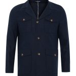 Erkek Lacivert Keten Regular Fit Yazlık Safari Ceket